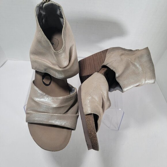 OTBT Women's 9 Patchouli Heeled Sandal Silver Metallic Open Toe Chunky Heel Cute - Picture 6 of 11